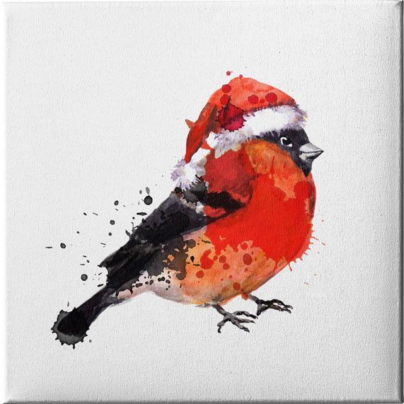 571x571 Christmas Bird Square Canvas 12 Digital Painting, 40x40cm Price - Christmas Bird Painting