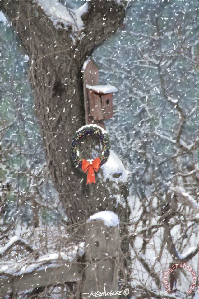640x960 Richard De Wolfe A Christmas Bird House Painting - Christmas Bird Painting