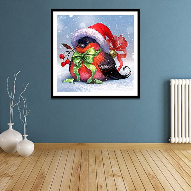 640x640 Christmas Bird Animals 5d Diamond Mosaic Crafts Diamond Painting - Christmas Bird Painting