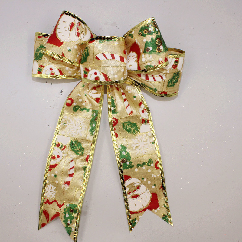 800x800 Geinne 20cm Painted Snowman, Santa Claus Ribbon, Bow Tie - Christmas Bow Painting