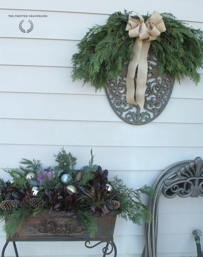 699x883 Christmas Porch Tour 2014 The Painted Chandelier - Christmas Bow Painting