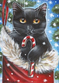 236x332 525 Best Meowy Christmas!!!!!!!!! Images On Cats - Christmas Cat Painting