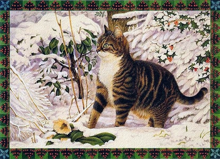 450x326 Something We'Ve Got A Little Cat Lesley Ann Ivory - Christmas Cat Painting