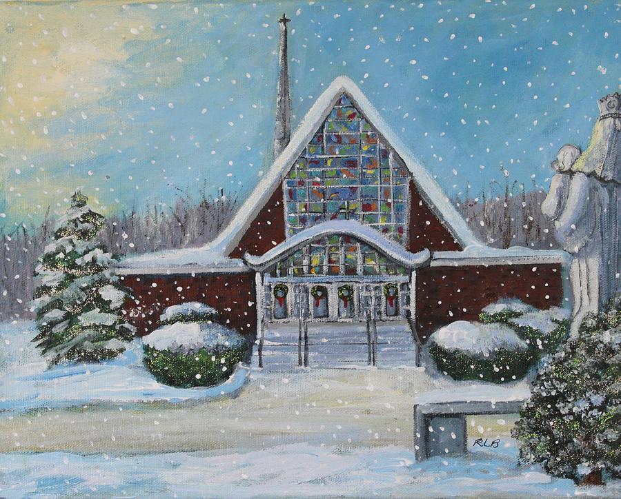 900x724 Christmas Morning At Our Lady's Church Painting By Rita Brown - Christmas Church Painting