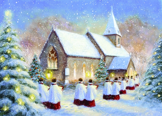 560x400 Church Choir Personalised Christmas Card Medici Society - Christmas Church Painting