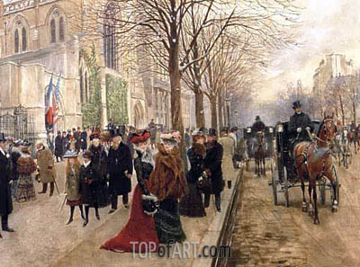 400x297 After The Service - Christmas Church Painting