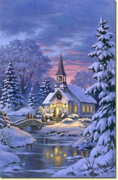 Christmas Church Painting at PaintingValley.com | Explore collection of ...