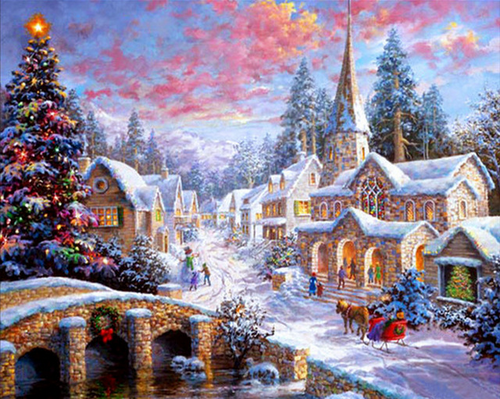 Christmas Church Painting at PaintingValley.com | Explore collection of ...