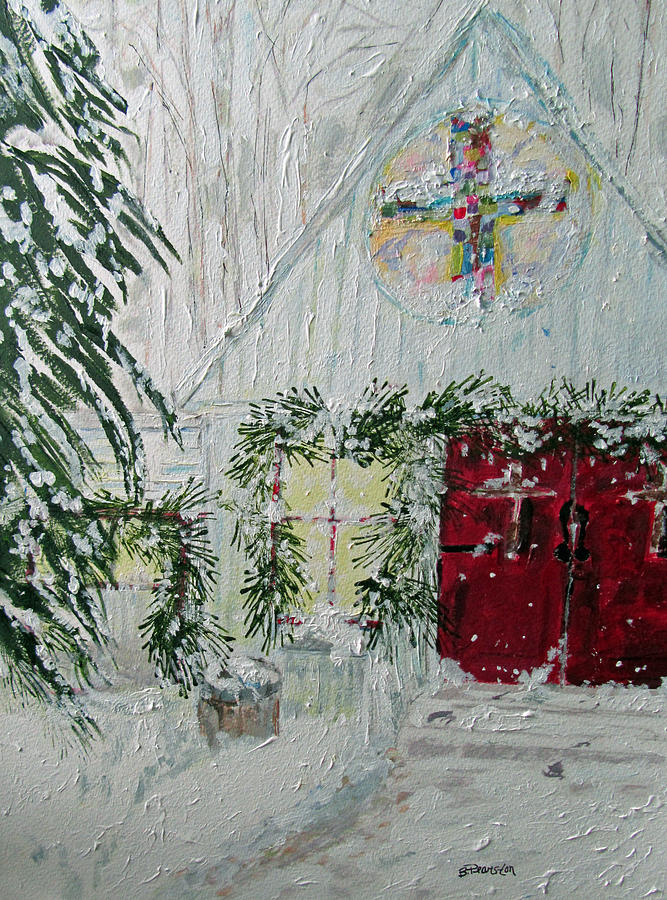 667x900 Christmas Church Painting By Barbara Pearston - Christmas Church Painting