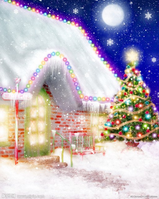 512x640 New!!!the Print Oil Painting 3040 Beautiful Snow Night - Christmas Day Painting