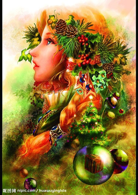 453x640 New!!!the Print Oil Painting 3040 The Most Beautiful Girl - Christmas Day Painting