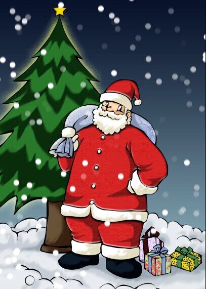 407x571 New!!!the Print Oil Painting 4030 Santa Clause Under Christmas - Christmas Day Painting