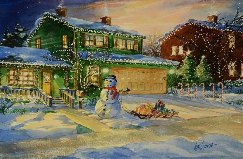 800x525 Ross Patterson Bad Watercolor Art - Christmas Day Painting