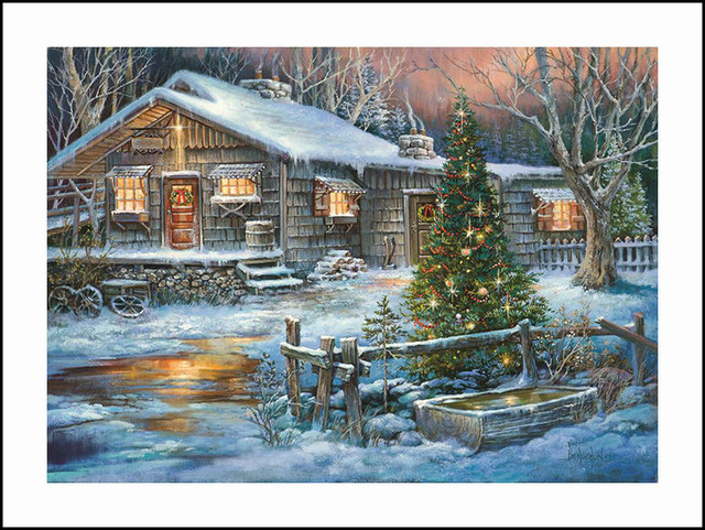 640x481 Cabin Christmas Day Diamond Embroidery 5d Painting Cross Stitch - Christmas Day Painting