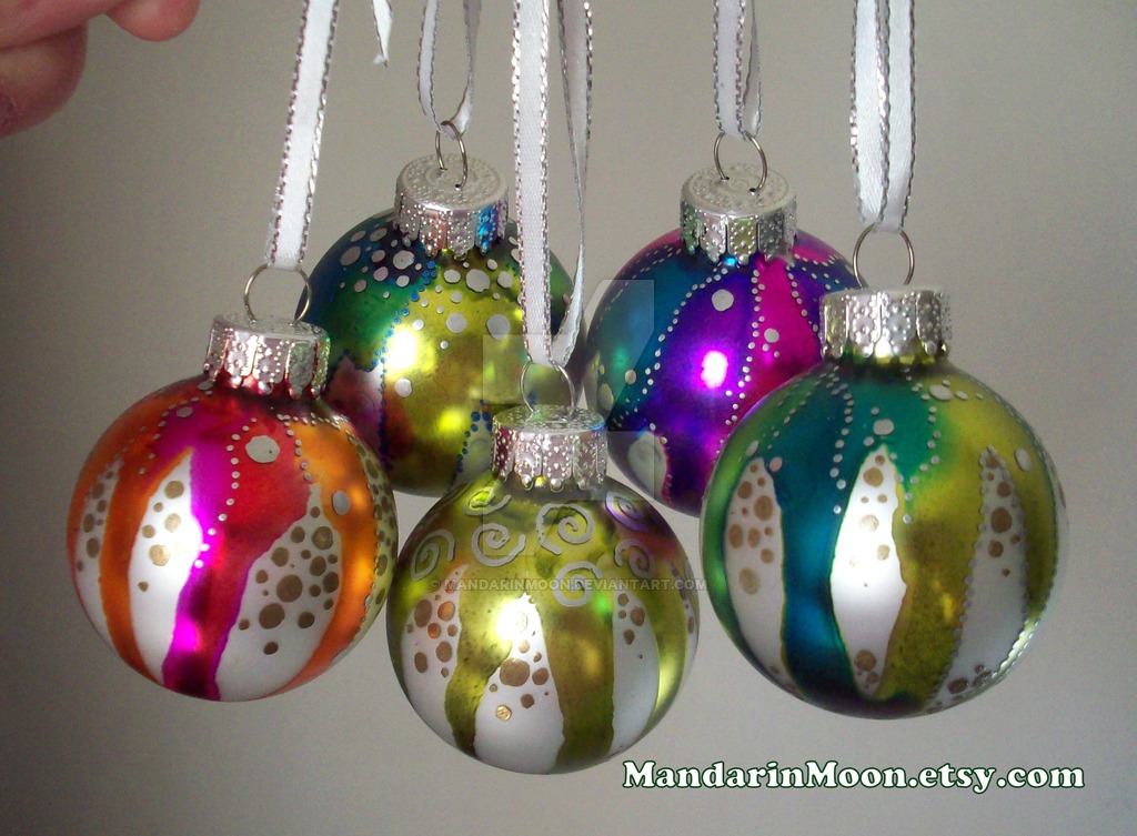 1024x753 Hand Painted Christmas Ornaments By Mandarinmoon - Christmas Decorations Painting