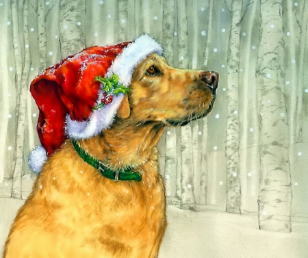 450x377 Christmas Dog - Christmas Dog Painting