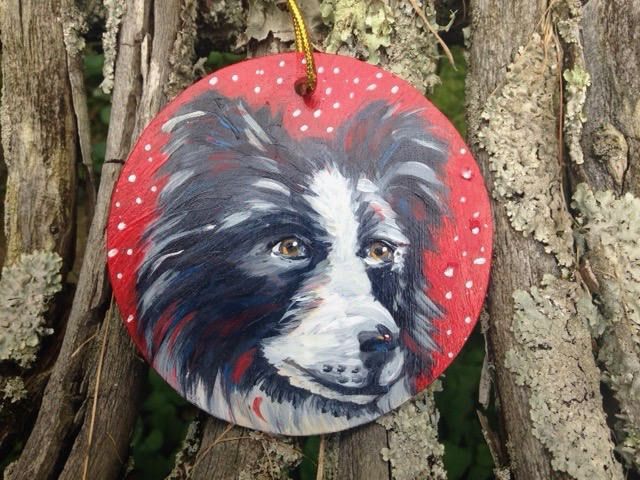 640x480 Custom Dog Portrait, Pet Ornament From Photo, Small Dog Painting - Christmas Dog Painting