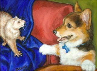 320x233 Dog Paintings (And Cat And Other Animals) By Dottie Dracos - Christmas Dog Painting