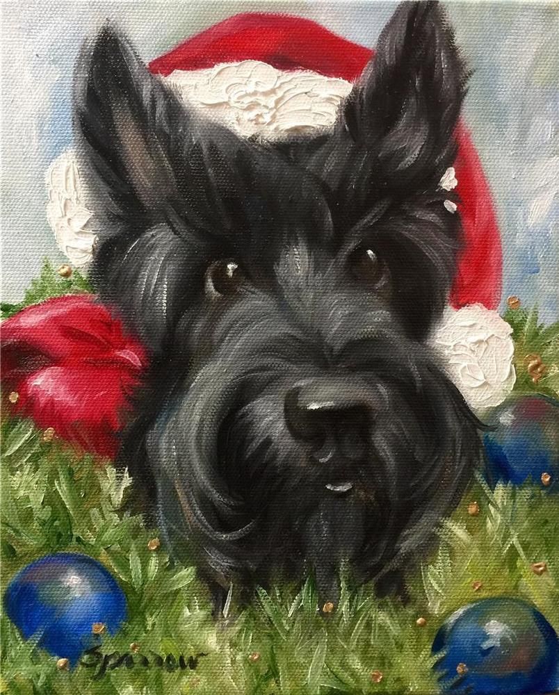804x1000 Sparrow Scottish Terrier Scottie Dog Art Painting Scottish - Christmas Dog Painting