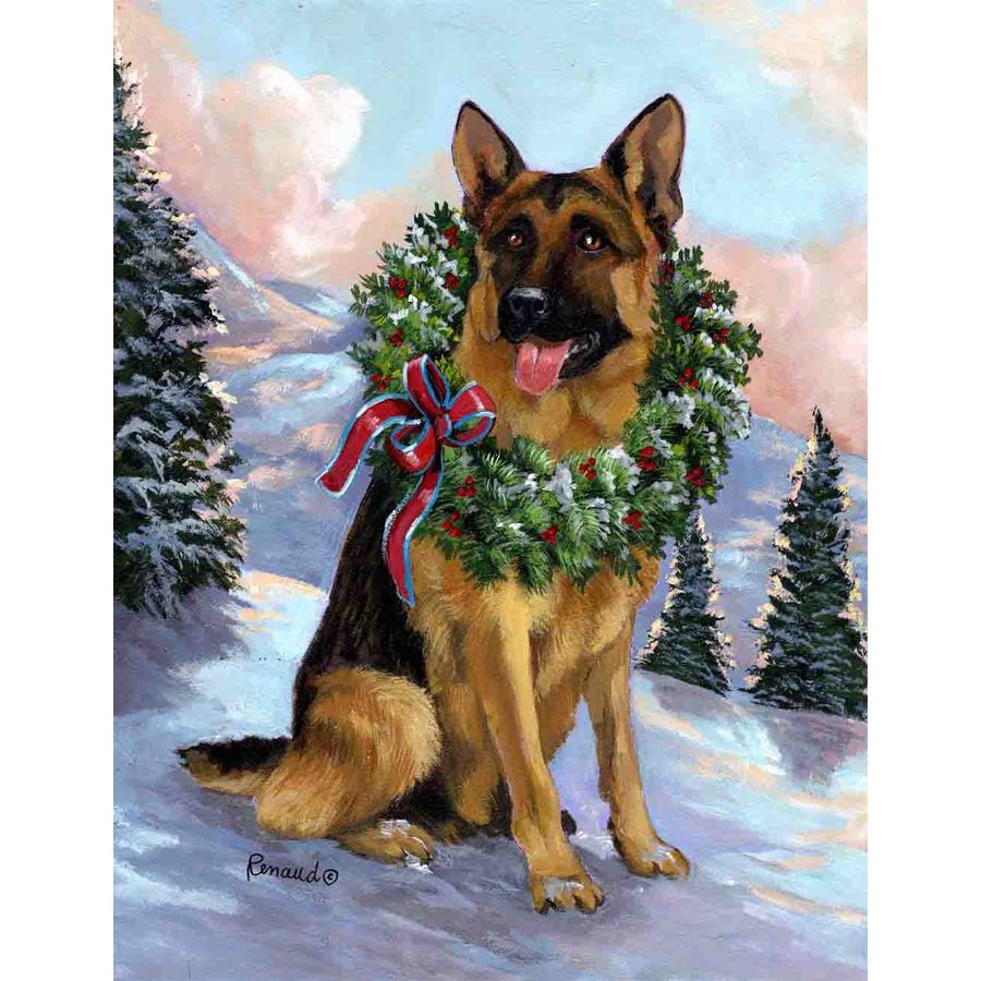 900x900 Shop Precious Pet Paintings 1.5 Ft X 1.04 Ft German Shepherd - Christmas Dog Painting