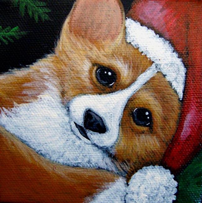 649x650 Welsh Puppy Corgi Dog - Christmas Dog Painting