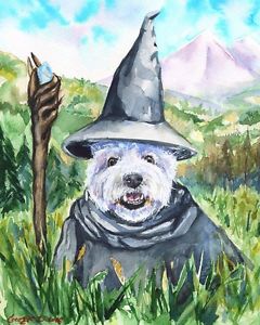 240x300 Westie Gandalf Print Of The Original Watercolor Painting Christmas - Christmas Dog Painting