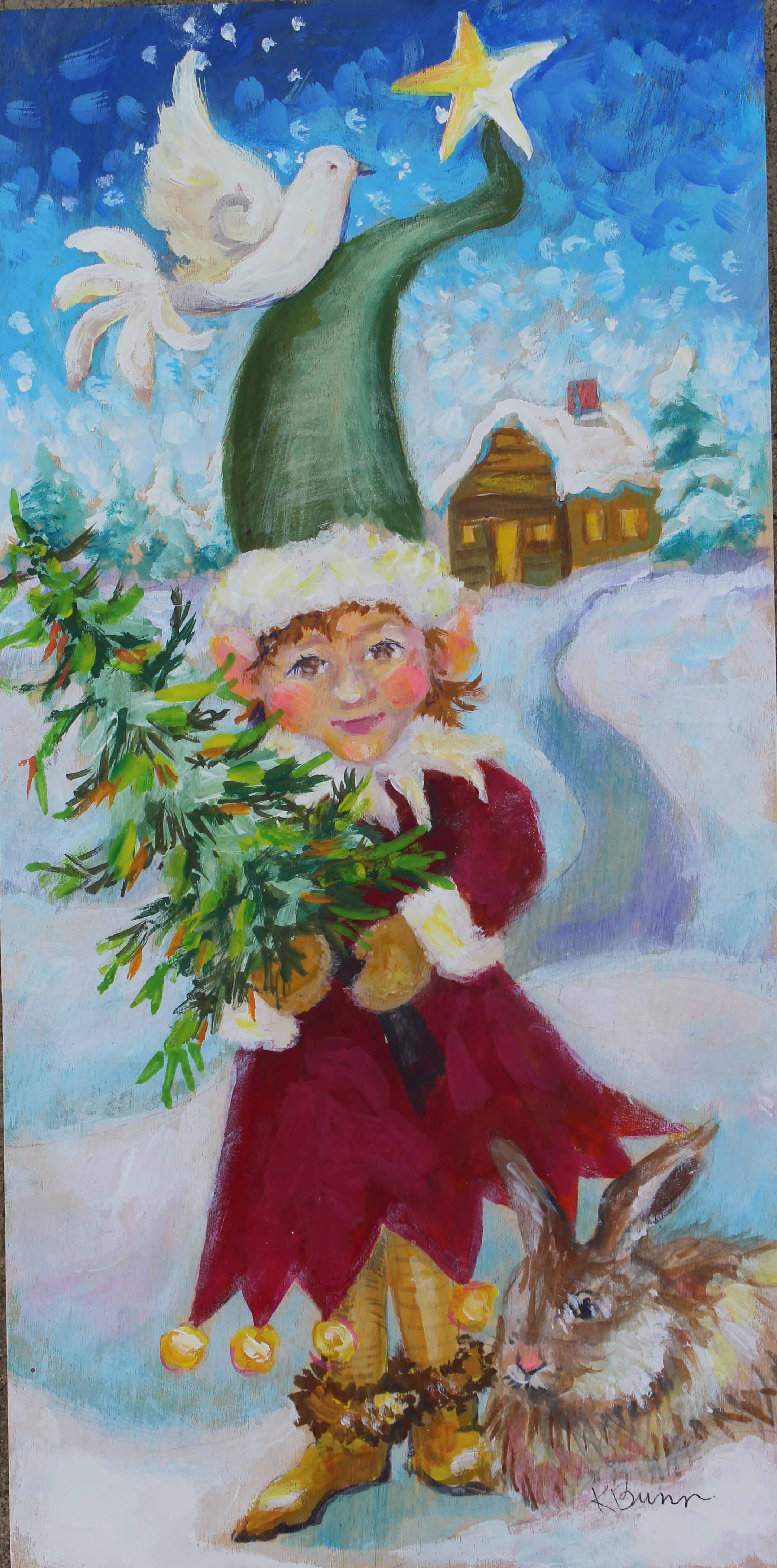 2152x4341 Christmas Elf Kathy Bunn - Christmas Elf Painting