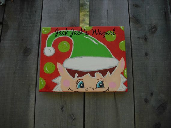570x428 Elf Painting 8 X 10 Christmas Painting Child's Room Decor - Christmas Elf Painting