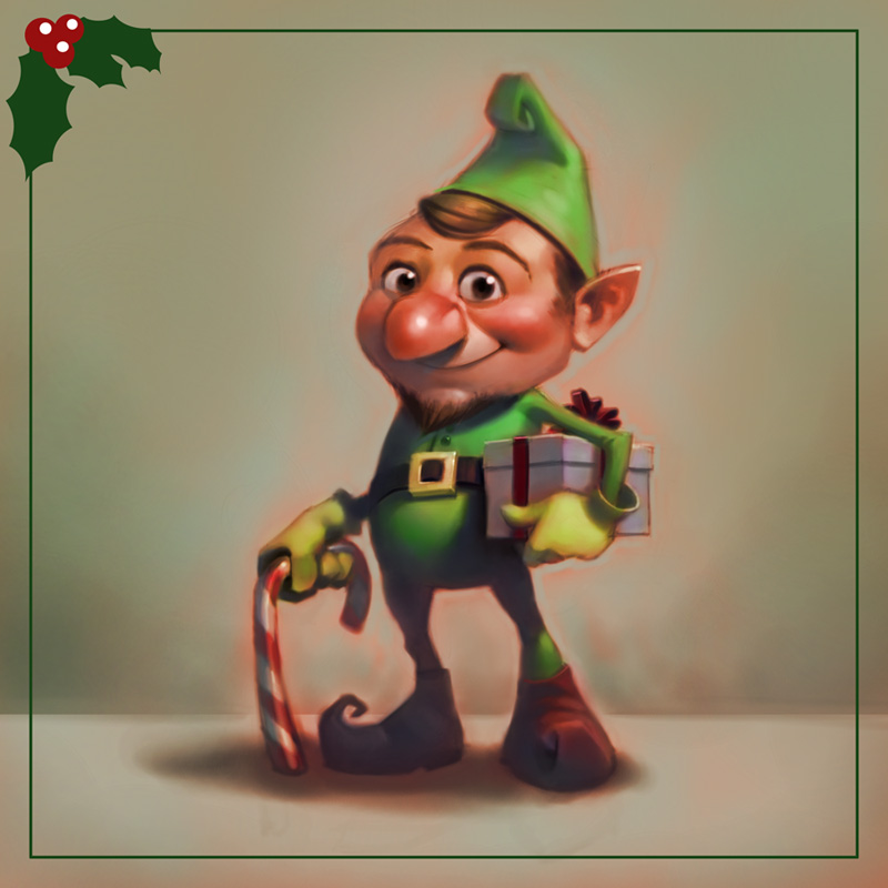 800x800 Be Awesome A Right Jolly Old Elf - Christmas Elf Painting