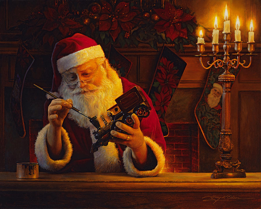 900x720 Christmas Eve Touch Up Painting By Greg Olsen - Christmas Eve Painting