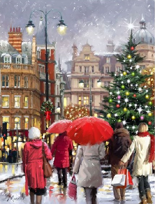 500x658 Christmas Eve In Painting By Richard Macneil (3) - Christmas Eve Painting