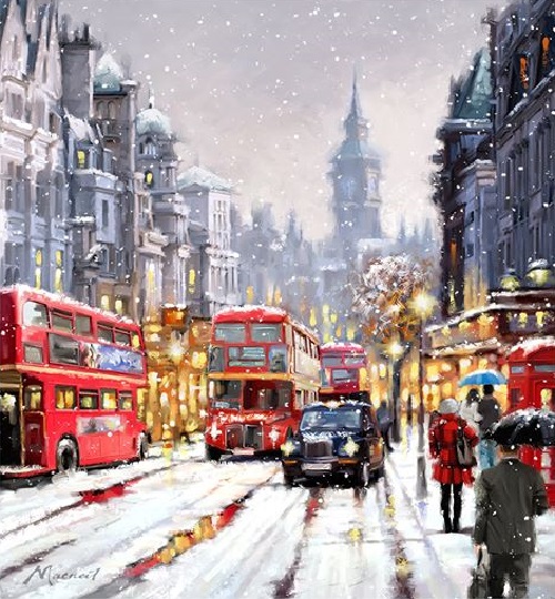 500x540 Christmas Eve In Painting By Richard Macneil (4) - Christmas Eve Painting