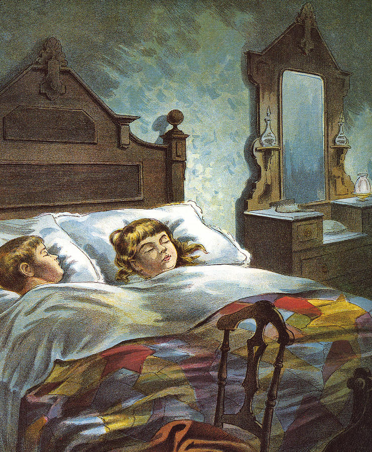 741x900 Snug In Their Bed On Christmas Eve Painting By William Roger Snow - Christmas Eve Painting