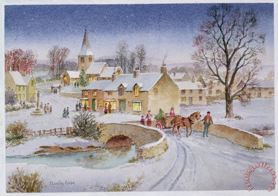 960x678 Stanley Cooke Christmas Eve In The Village Painting - Christmas Eve Painting