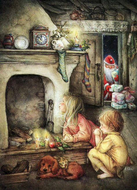 474x654 Donna Green (American) Green Paintings, Holidays And Paintings - Christmas Family Painting