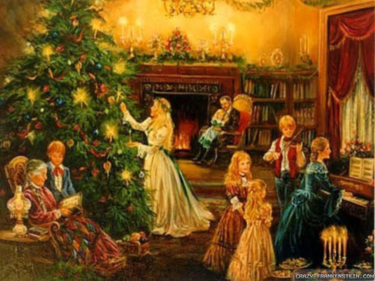 736x552 3078 Best Holidays And Events Images On Vintage - Christmas Family Painting