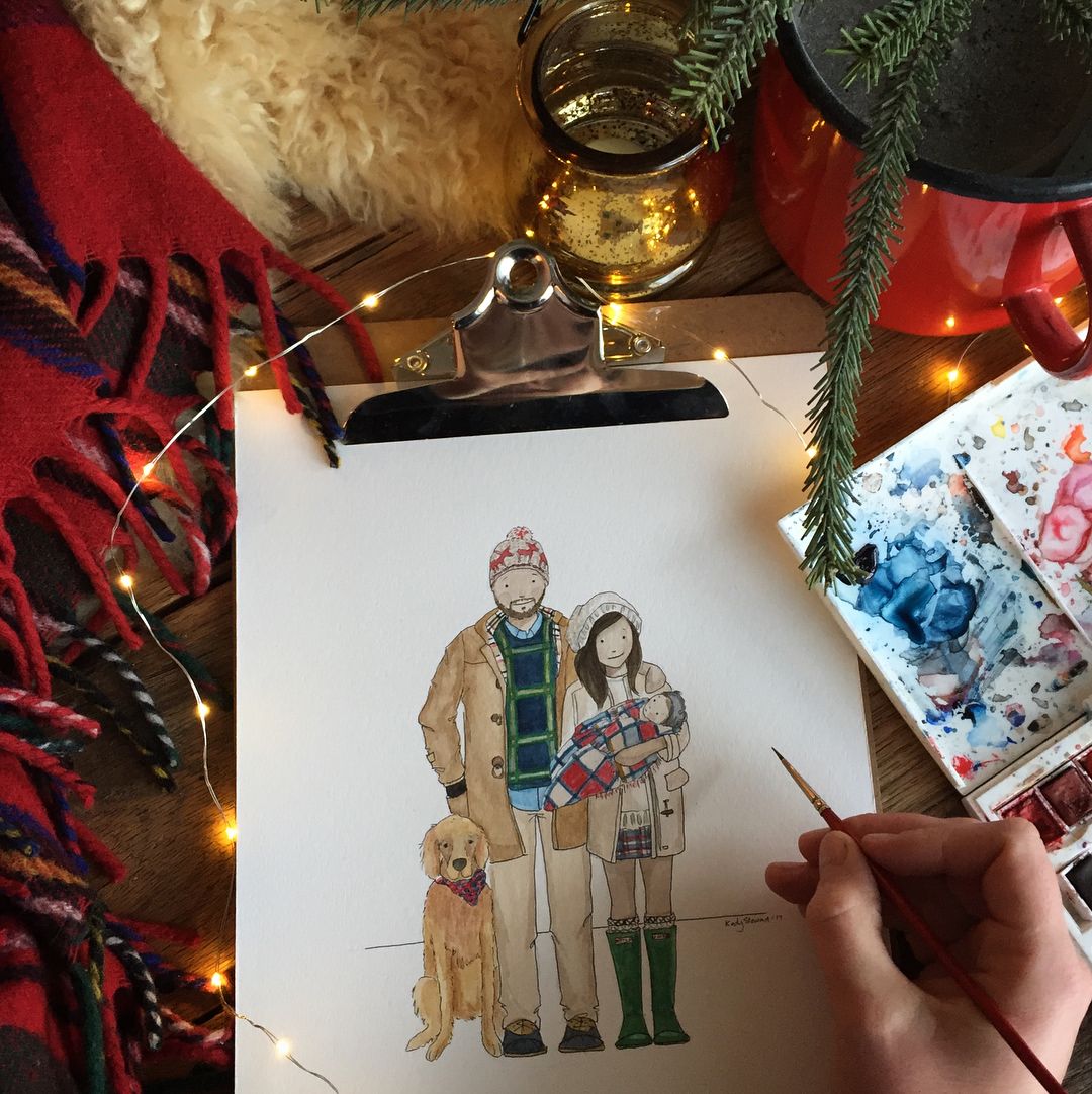 1080x1082 Illustrated Family Portrait (@kodystewartillustration) - Christmas Family Painting