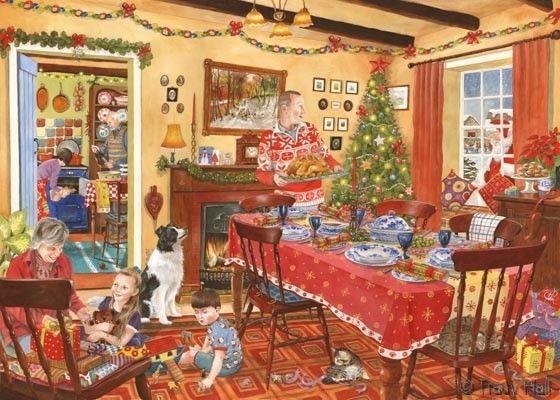 560x400 Unexpected Guest Christmas Painting By Tracy Hall With Depiction - Christmas Family Painting