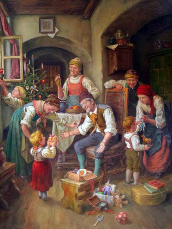 720x960 Barber Pole On 14th, Clyde Singer, 1967, Oil, 39 12 X 23 14 - Christmas Family Painting