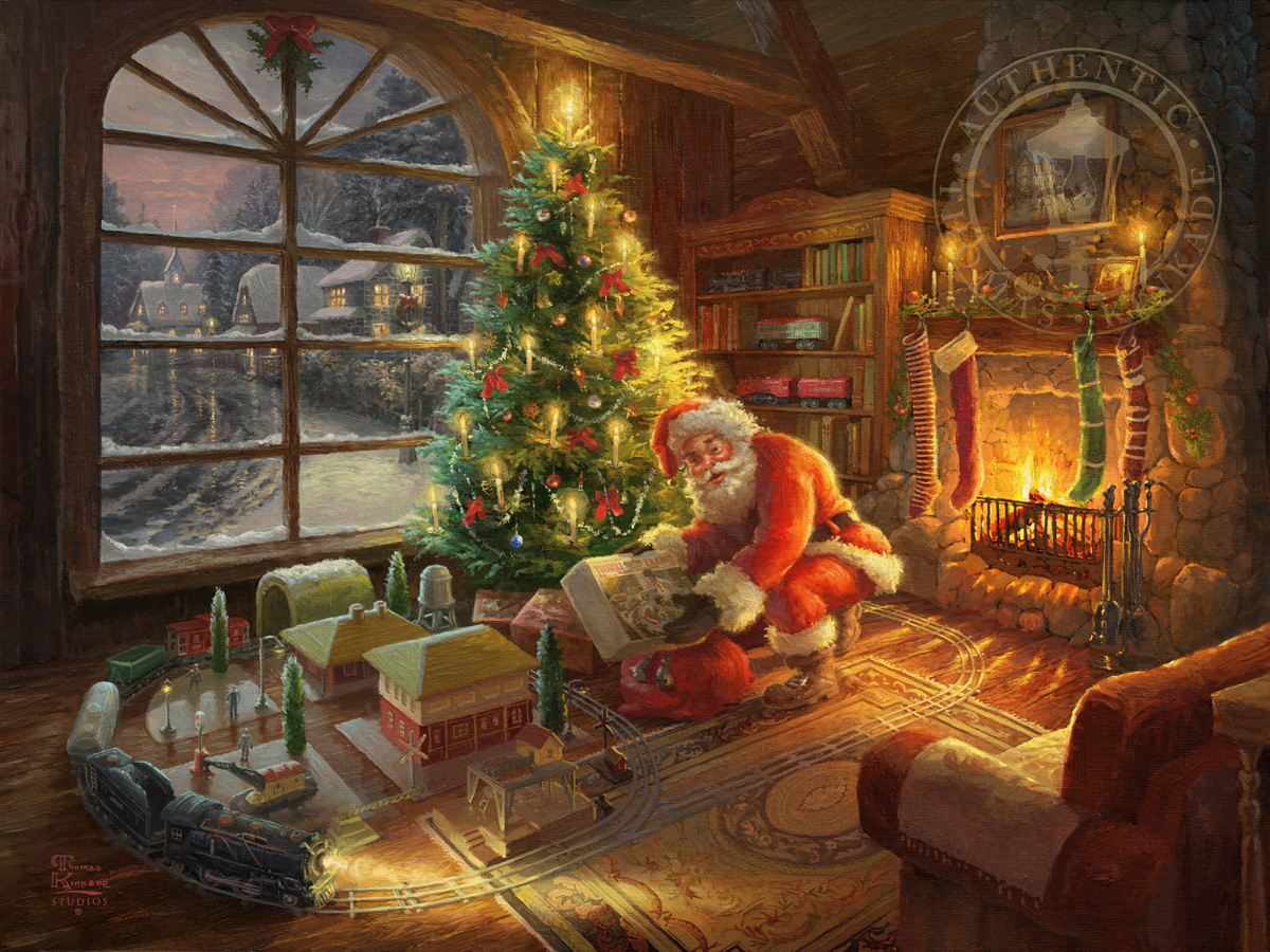1200x900 Santa's Special Delivery - Christmas Fireplace Painting