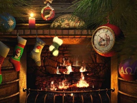 450x338 Christmas Fireplace - Christmas Fireplace Painting