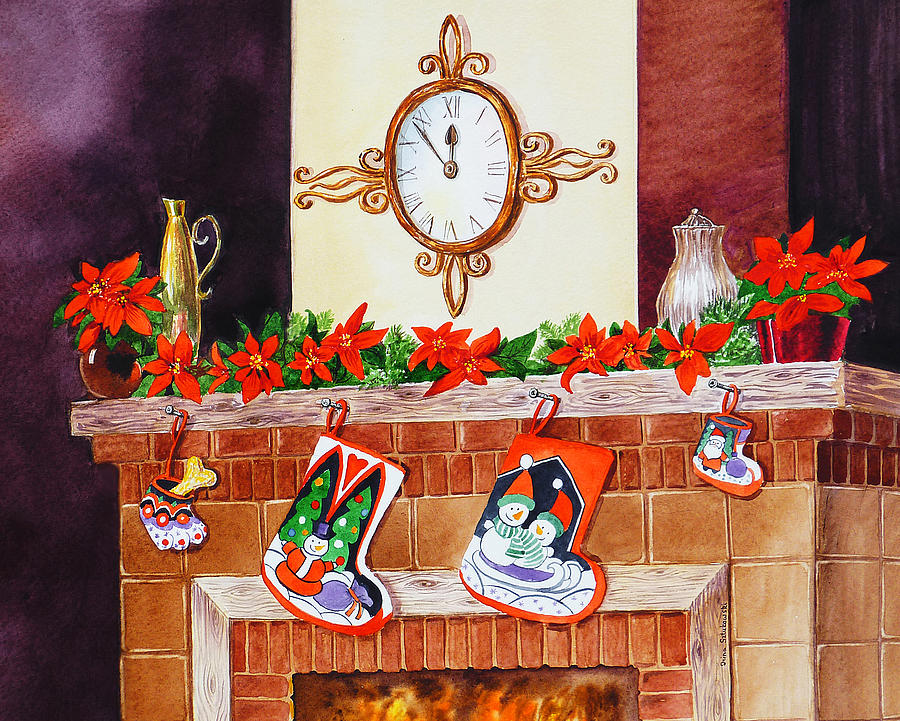 Christmas Fireplace Painting at PaintingValley.com | Explore collection ...