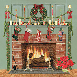 Christmas Fireplace Painting at PaintingValley.com | Explore collection ...