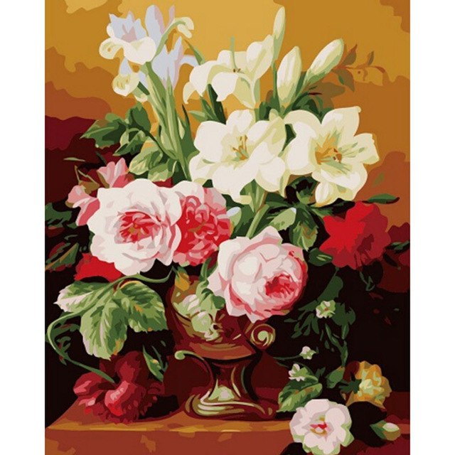 640x640 Christmas Gifts Flowers Drawing Picture Paint On Canvas Diy - Christmas Flower Painting