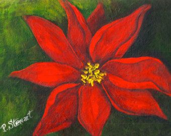 340x270 Acrylic poinsettias paintings 9x12 Poinsettia Xmas Flower - Christmas Flower Painting