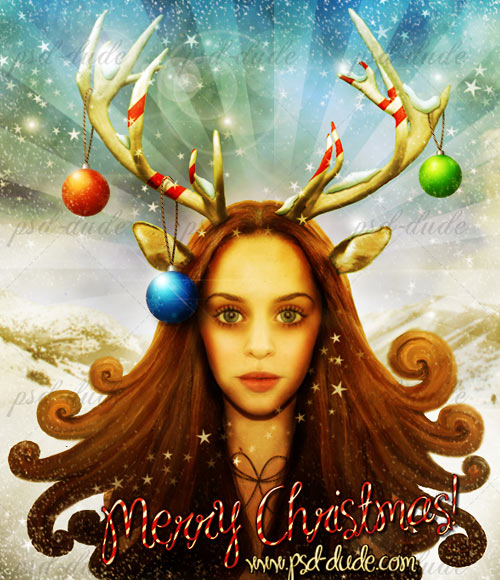500x580 60 Beautiful Christmas Photoshop Tutorials - Christmas Girl Painting