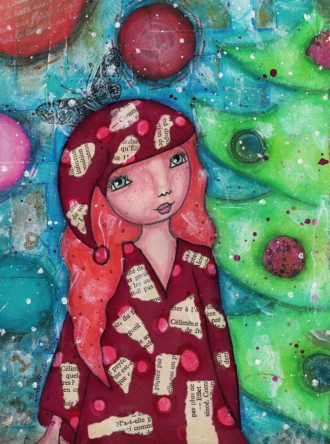 669x900 Christmas Girl Mixed Media By Barbara Orenya - Christmas Girl Painting