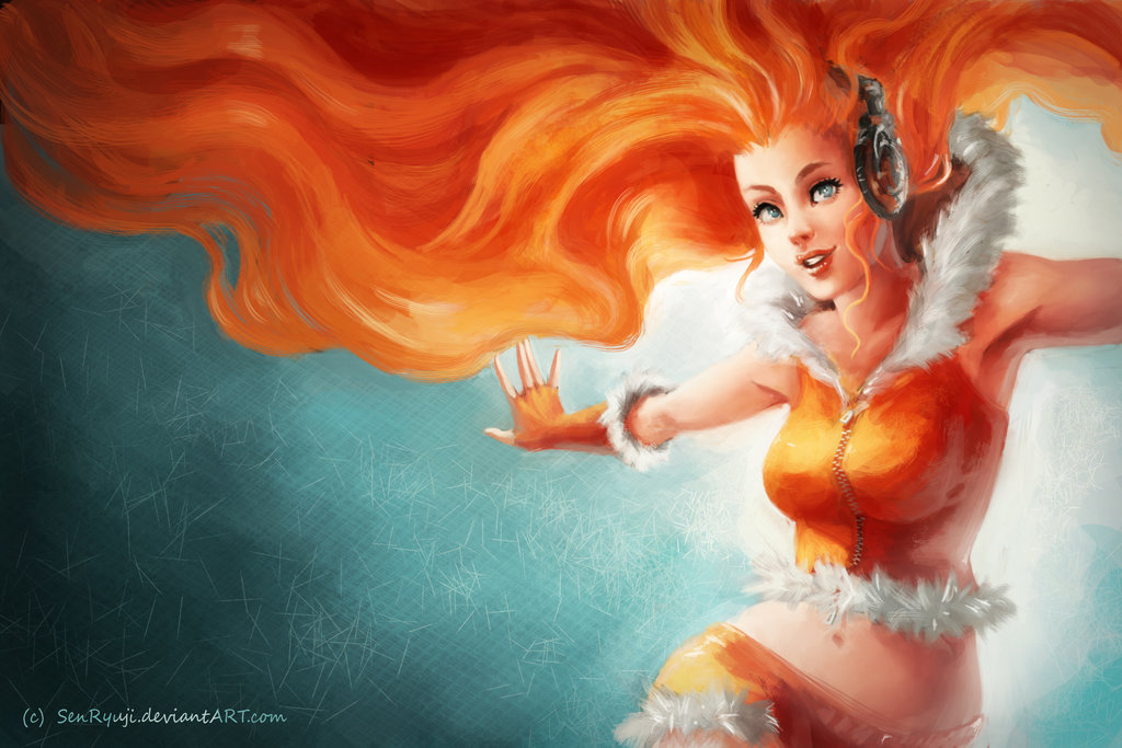 1024x683 Christmas Girl By Senryuji - Christmas Girl Painting