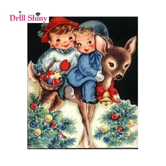 640x640 Diamond Embroidery 5d Diy Diamond Painting Christmas Girl Deer - Christmas Girl Painting