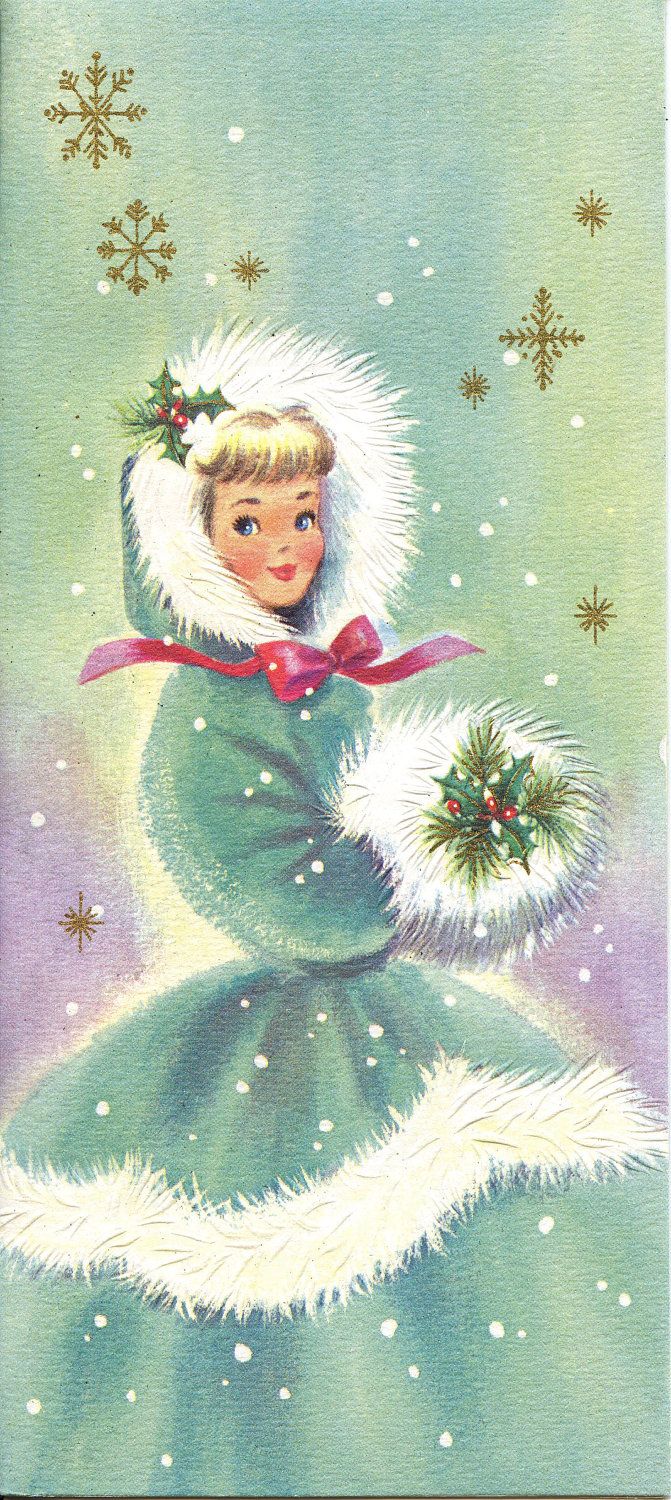 671x1500 158 Best Vintage Christmas Images On Vintage Christmas - Christmas Girl Painting